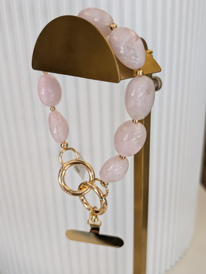 Telefoon koord ronde kralen - Roze / goud