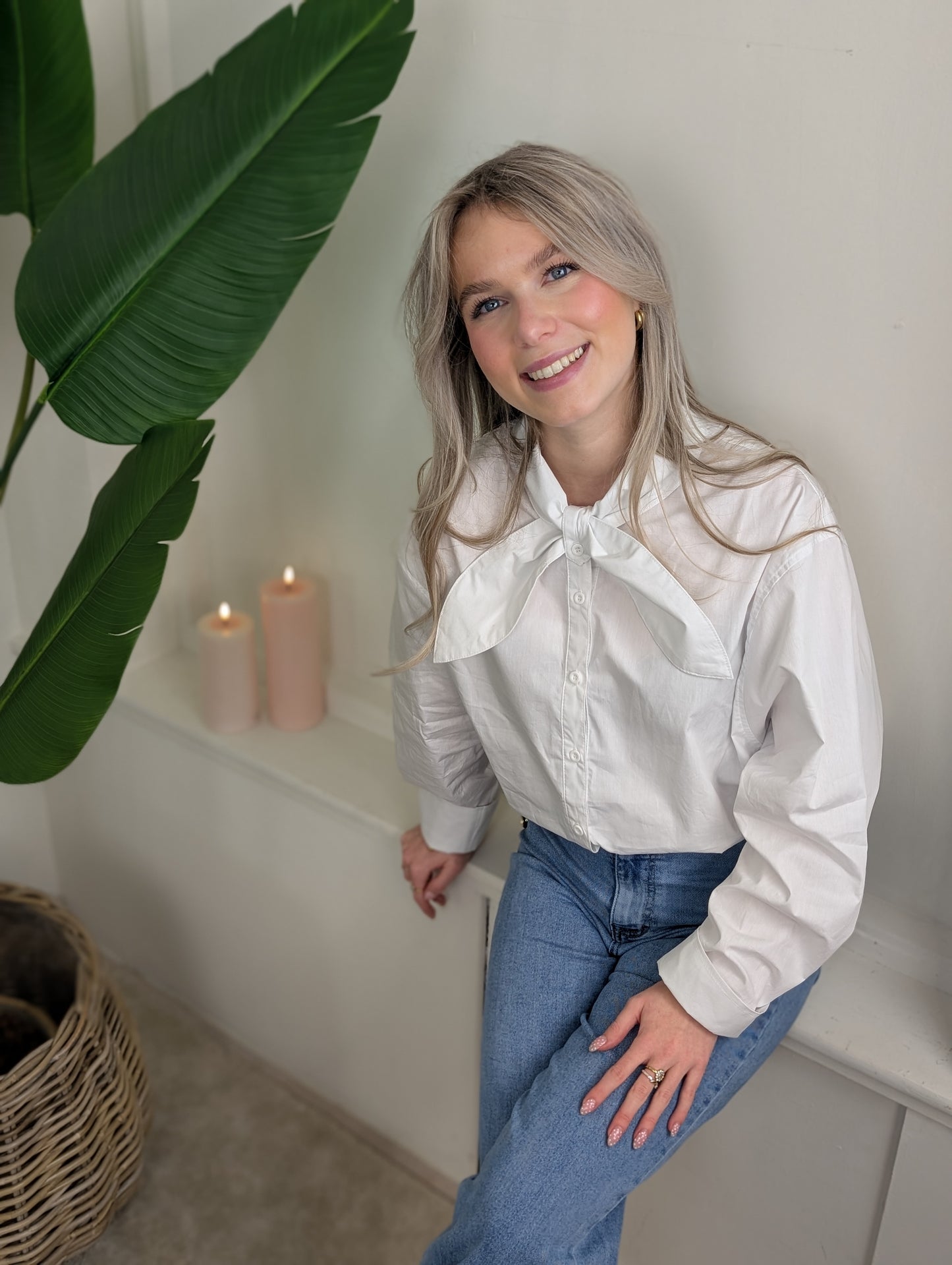 Oversized strik blouse Niomy - Wit