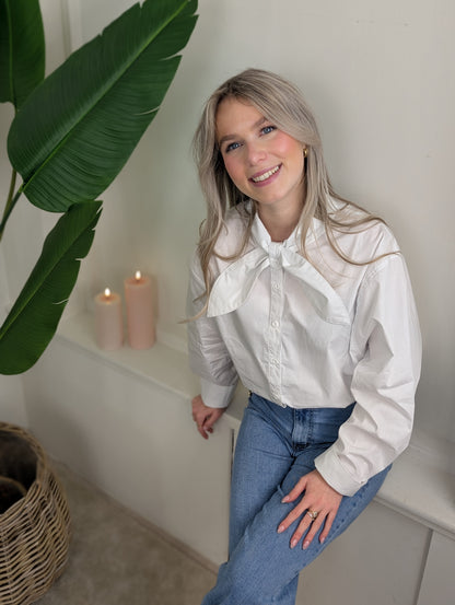 Oversized strik blouse Niomy - Wit