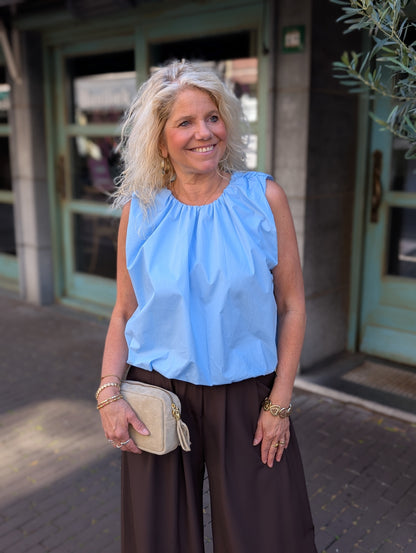 Blouse ballon top Emmy - Lichtblauw
