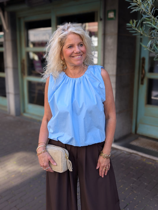 Blouse ballon top Emmy - Lichtblauw