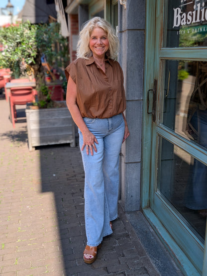 Katoenen blouse Veerle - Bruin