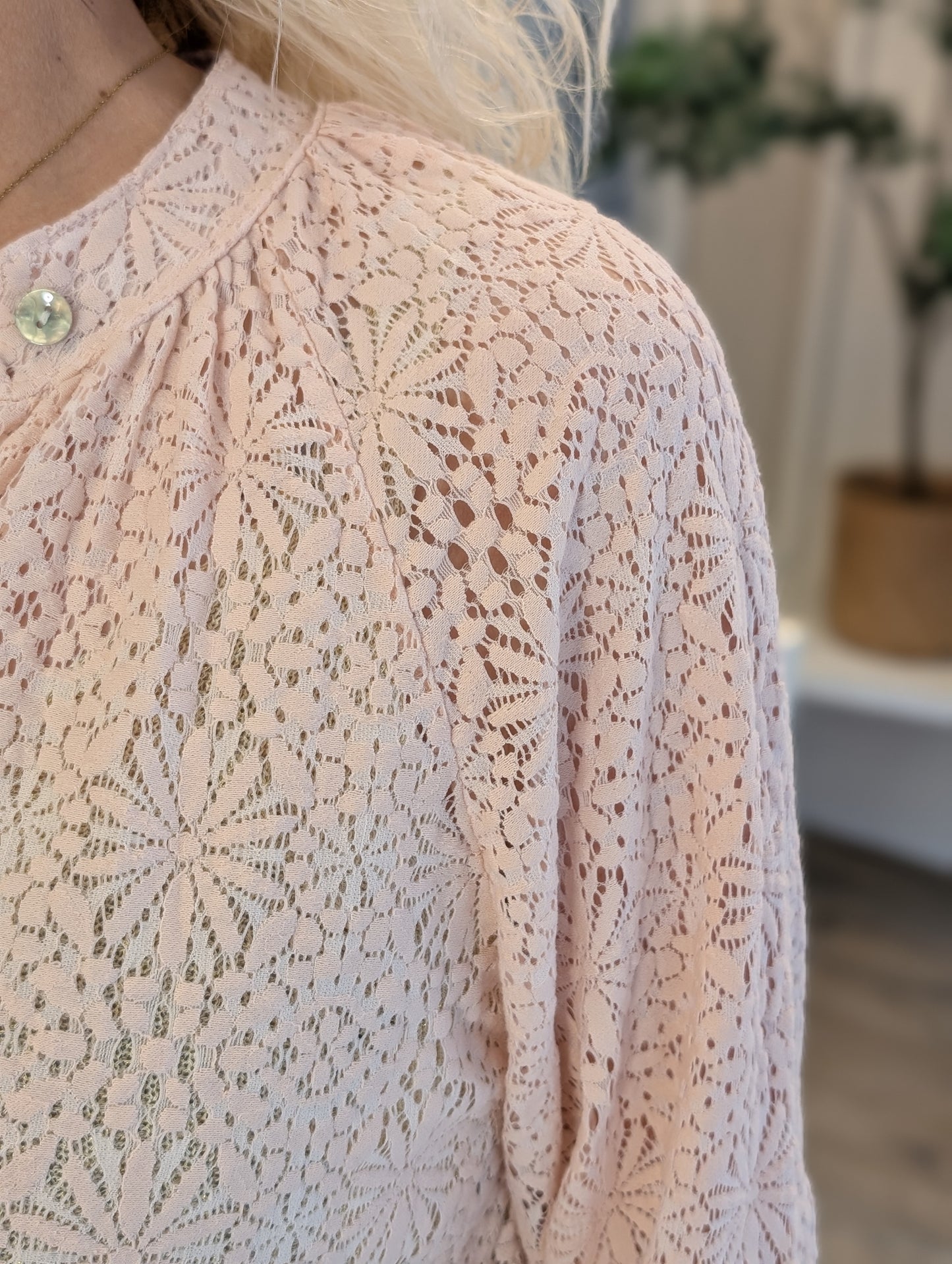 Kanten katoenen blouse Eef - Roze