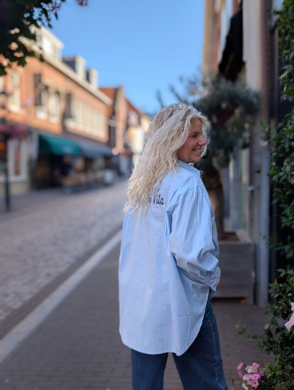 La Dolce vita blouse - Licht blauw / bruin