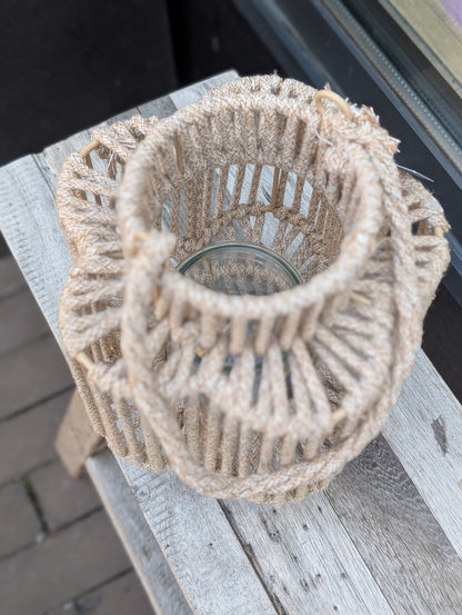 Windlicht in vorm van een bloem 20x18 cm. - Sand