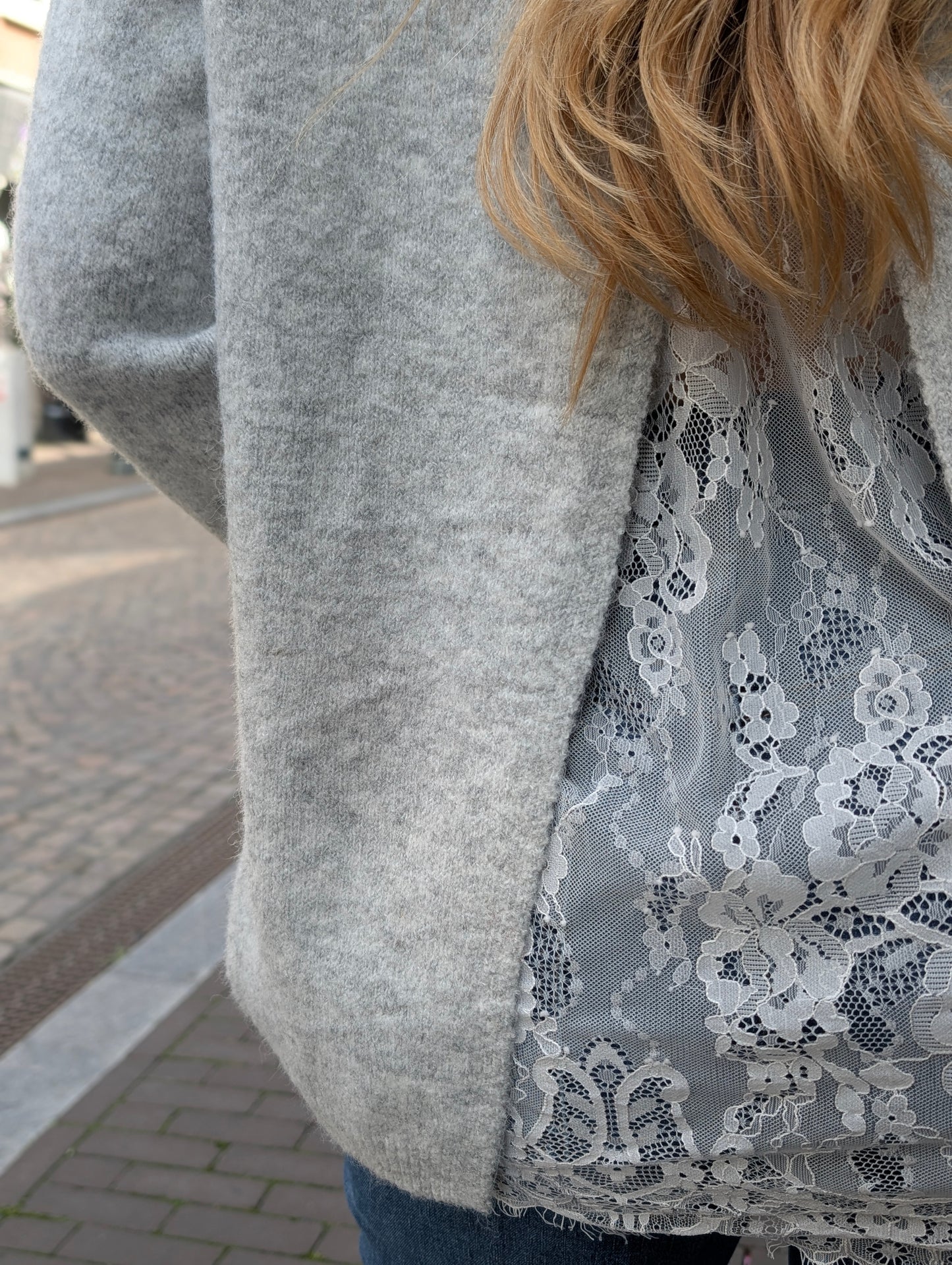 Lace trui Indi - Grijs/Wit