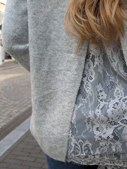 Lace trui Indi - Grijs/Wit