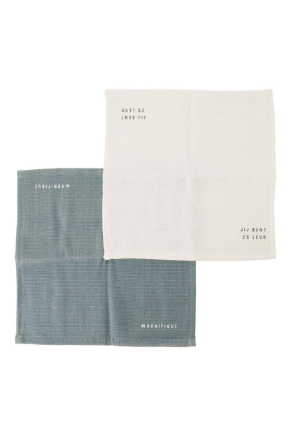 Zusss set van 2 vaatdoekjes zo leuk wit/grijsblauw