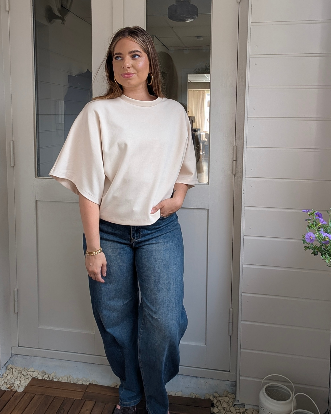 Luna Wide Sleeve Top - Ecru