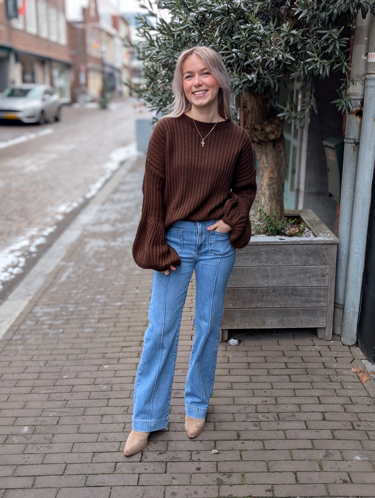 FolyRose jeans straight leg Amalia - Blauw