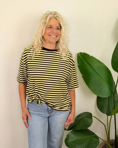 Gestreept shirt Isa - Bruin/Geel