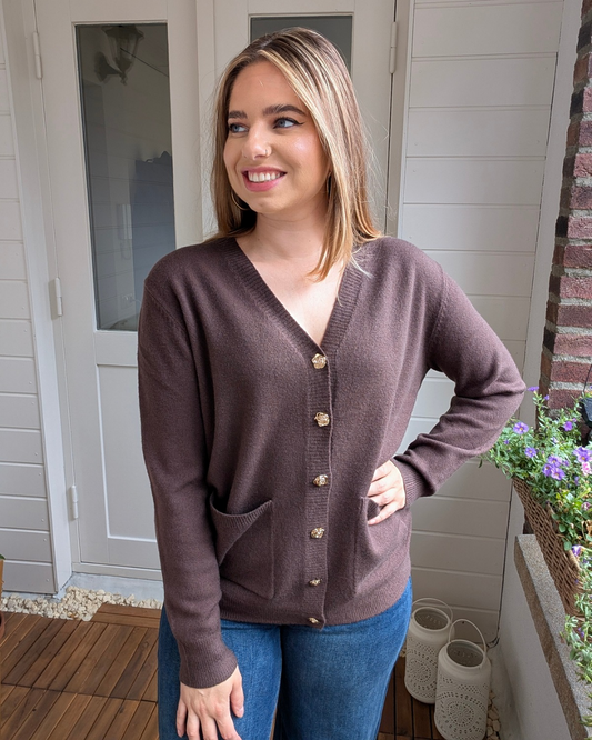 Rose cardigan - Bruin