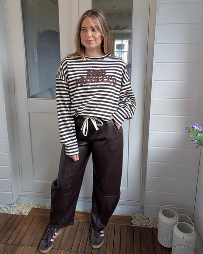 Balloon leather look broek - Bruin