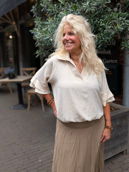 Suzy blouse ruffle - Beige