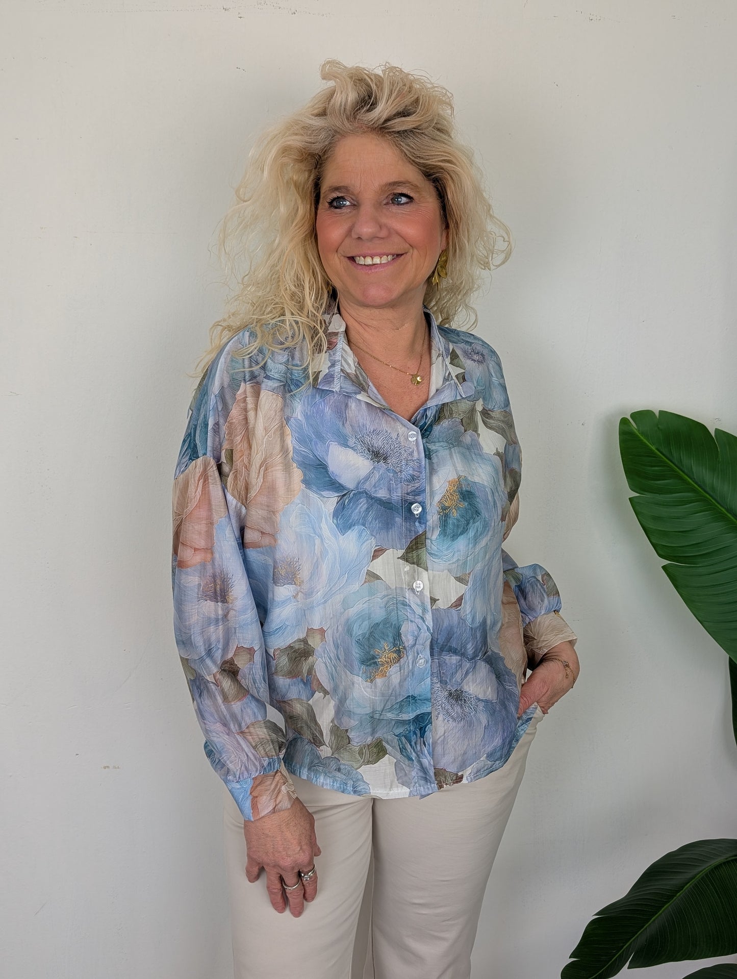 Aya flower blouse - Blauw