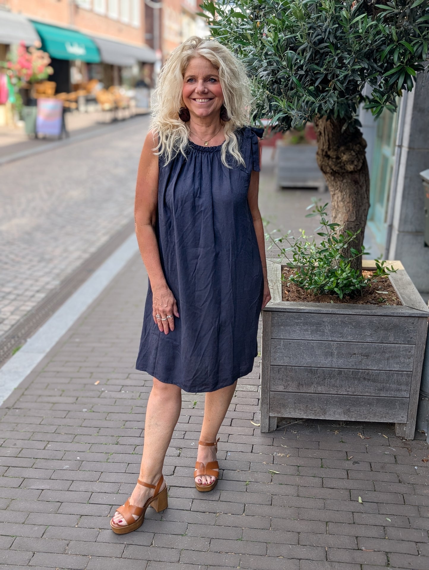 Babette strik jurk - Donker blauw