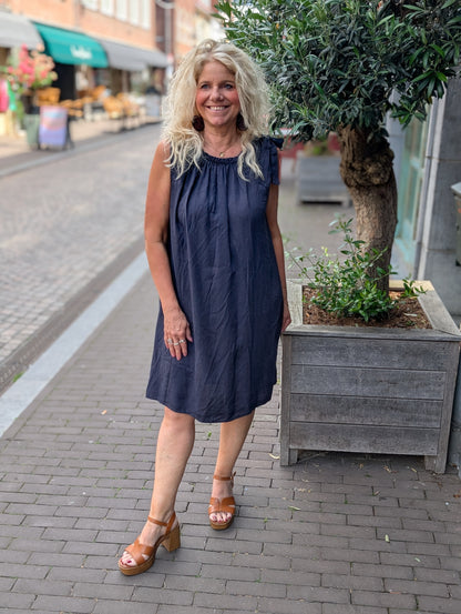 Babette strik jurk - Donker blauw