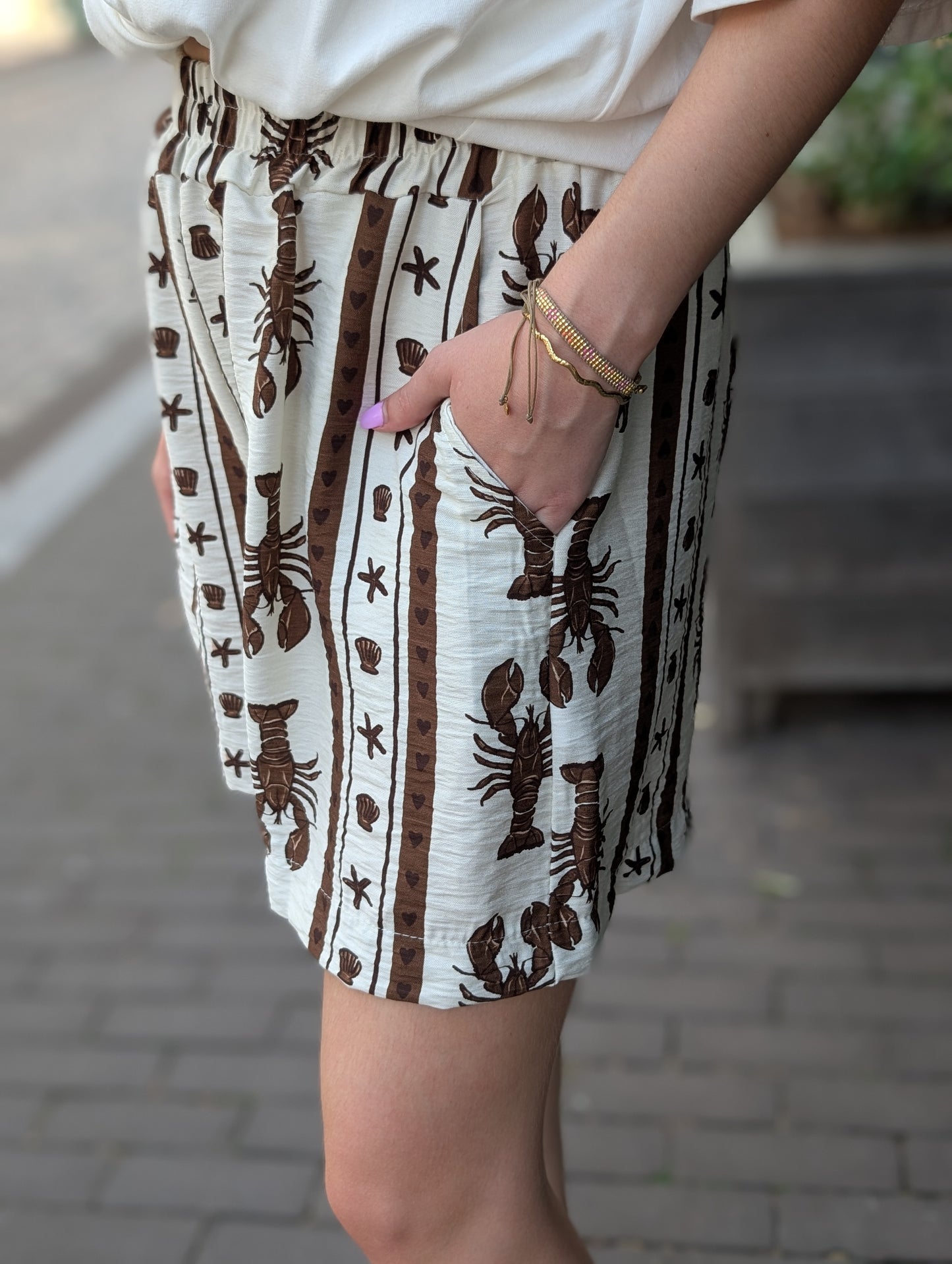 Summer short kreeft print - Bruin