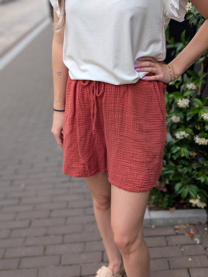 Katoenen short Joyce - Brique