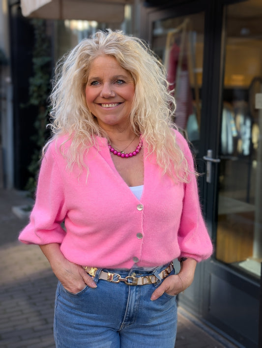 Liselot kort vest - Hard roze