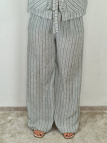 Gestreepte broek Emely - Groen