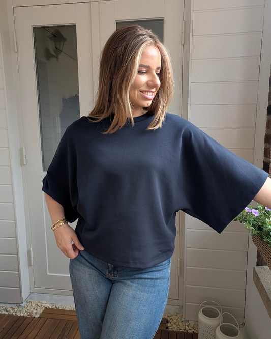 Luna Wide Sleeve Top - Navy