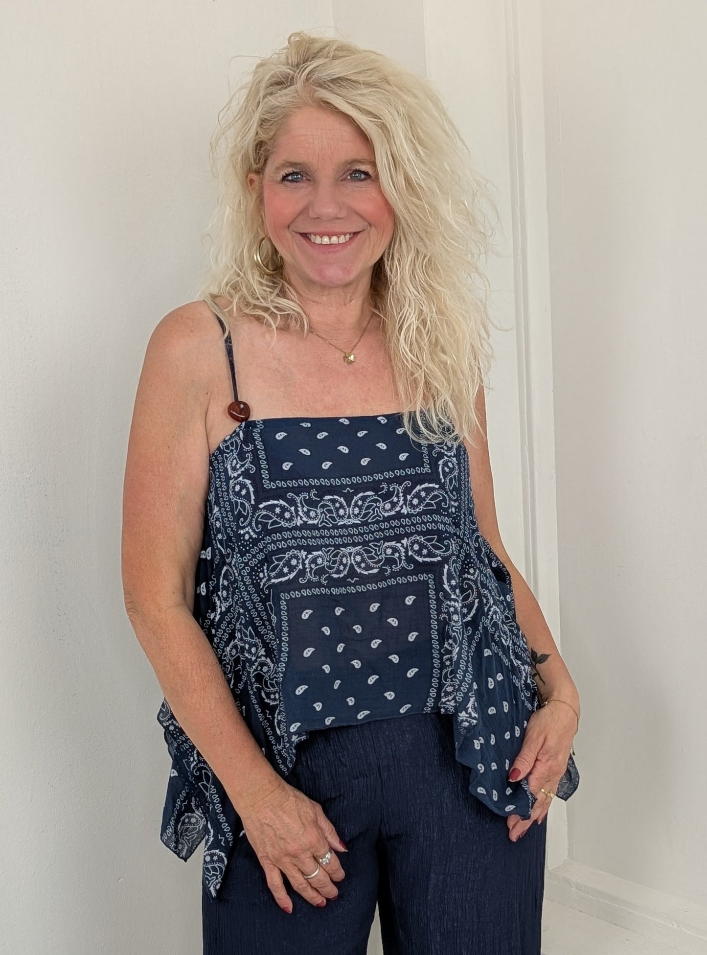 Paisley boho top - Donkerblauw