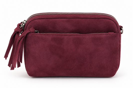 Suede look handtas - Wijn rood