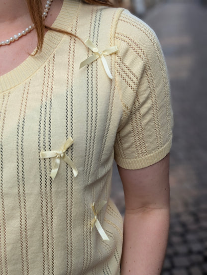 Strikjes vest korte mouw Pauline - Geel