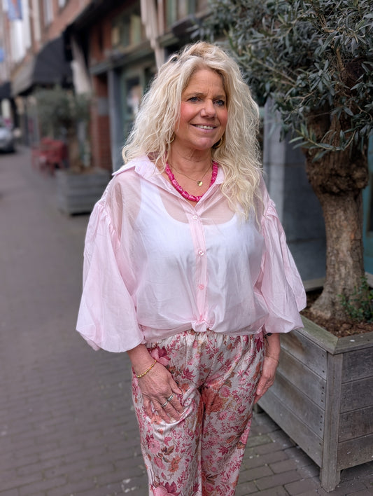 Oversized blouse ballonmouwen Kim - Roze