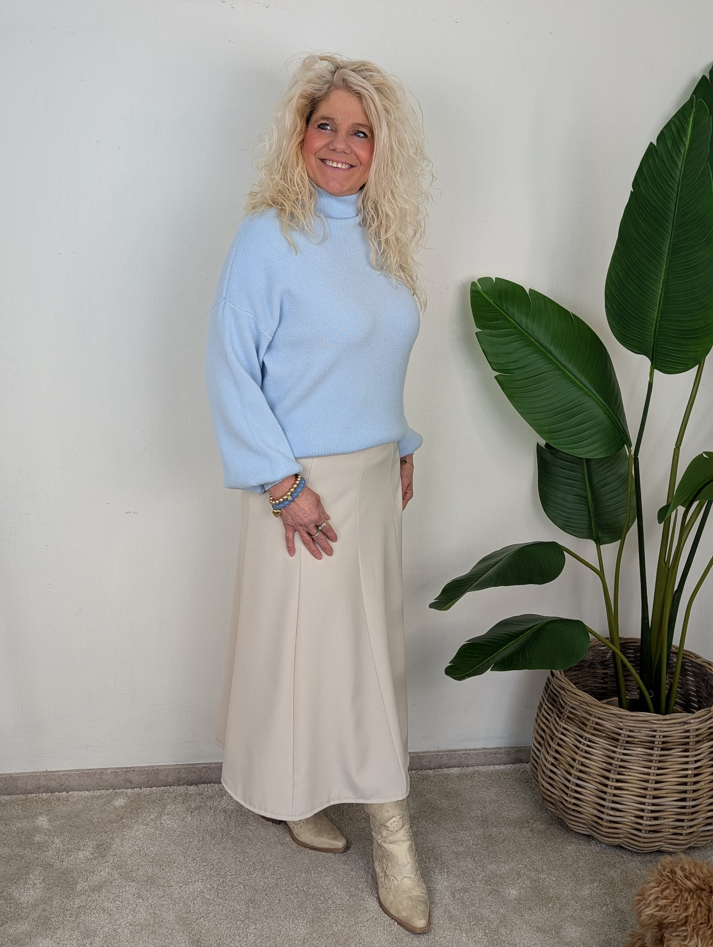 Liz mid rok met riem - Beige