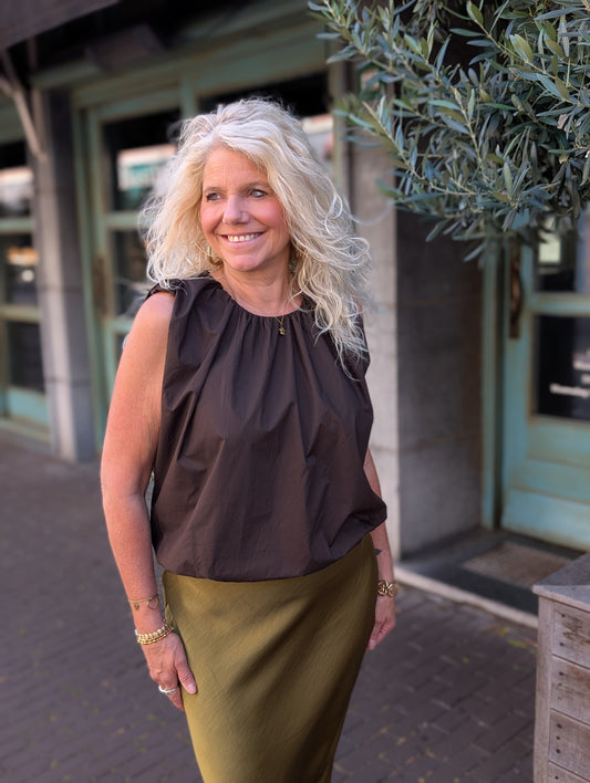 Blouse ballon top Emmy - Bruin