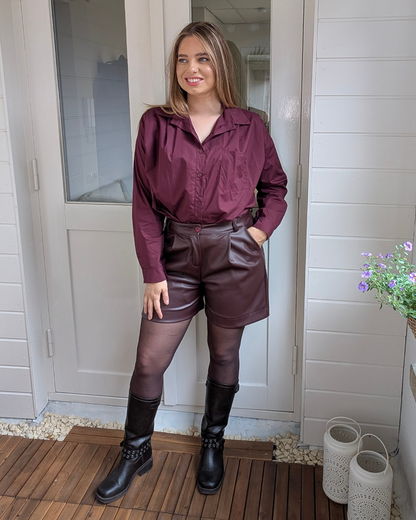 Faux leather short - Bordeaux
