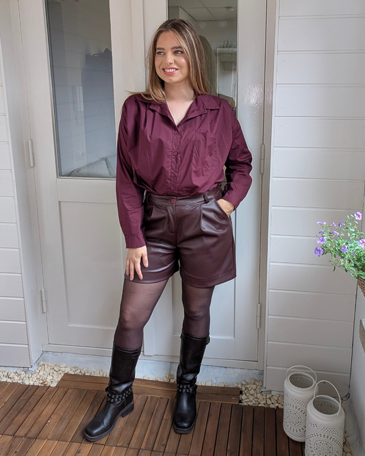 Faux leather short - Bordeaux