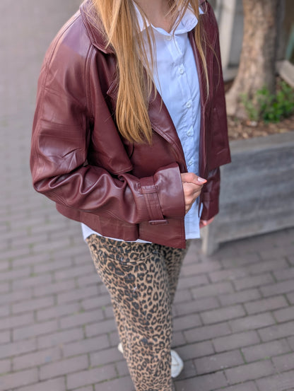 Bisco leder look jasje - Bordeaux rood