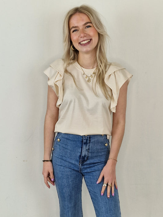 Ruffle top Belle - Beige