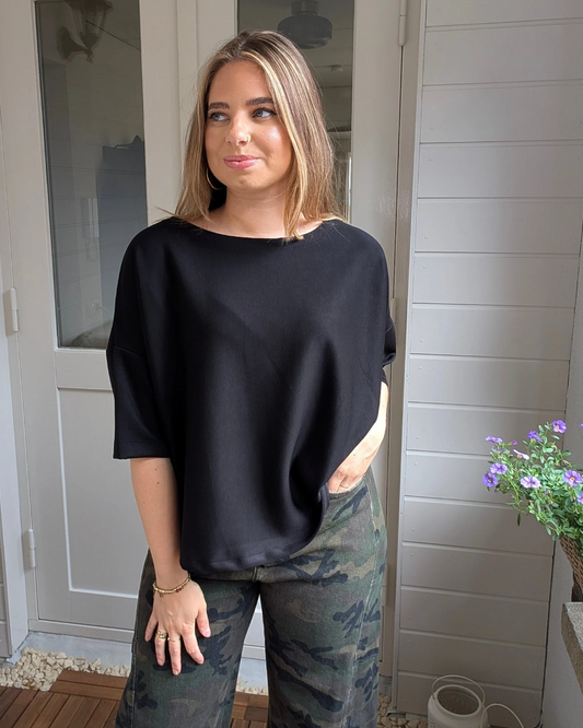 Oversized shirt Evy - Zwart