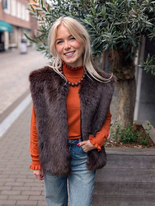 Ruth bont look gilet - Donkerbruin