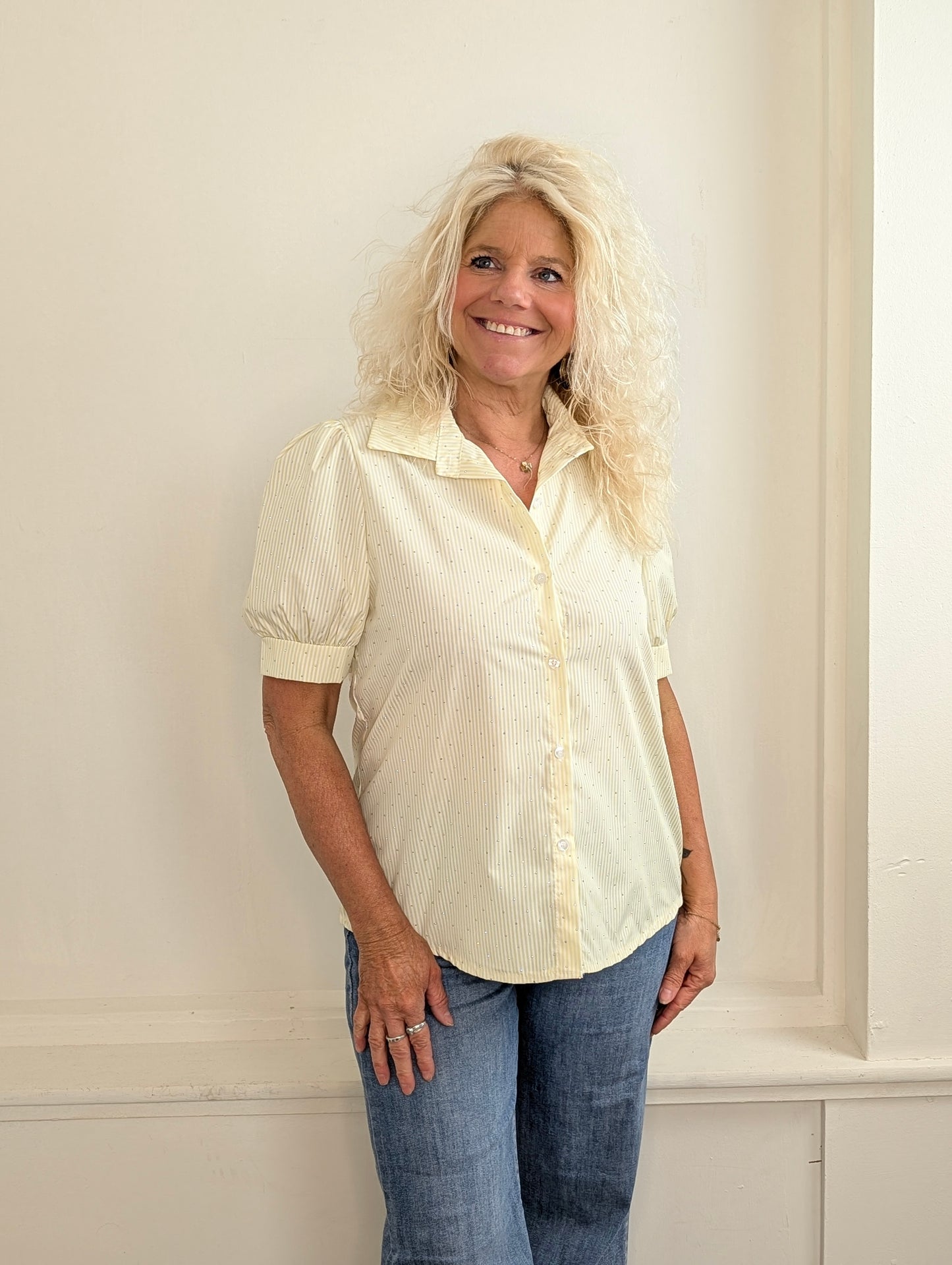 Shimmer & Stripes Blouse - Geel
