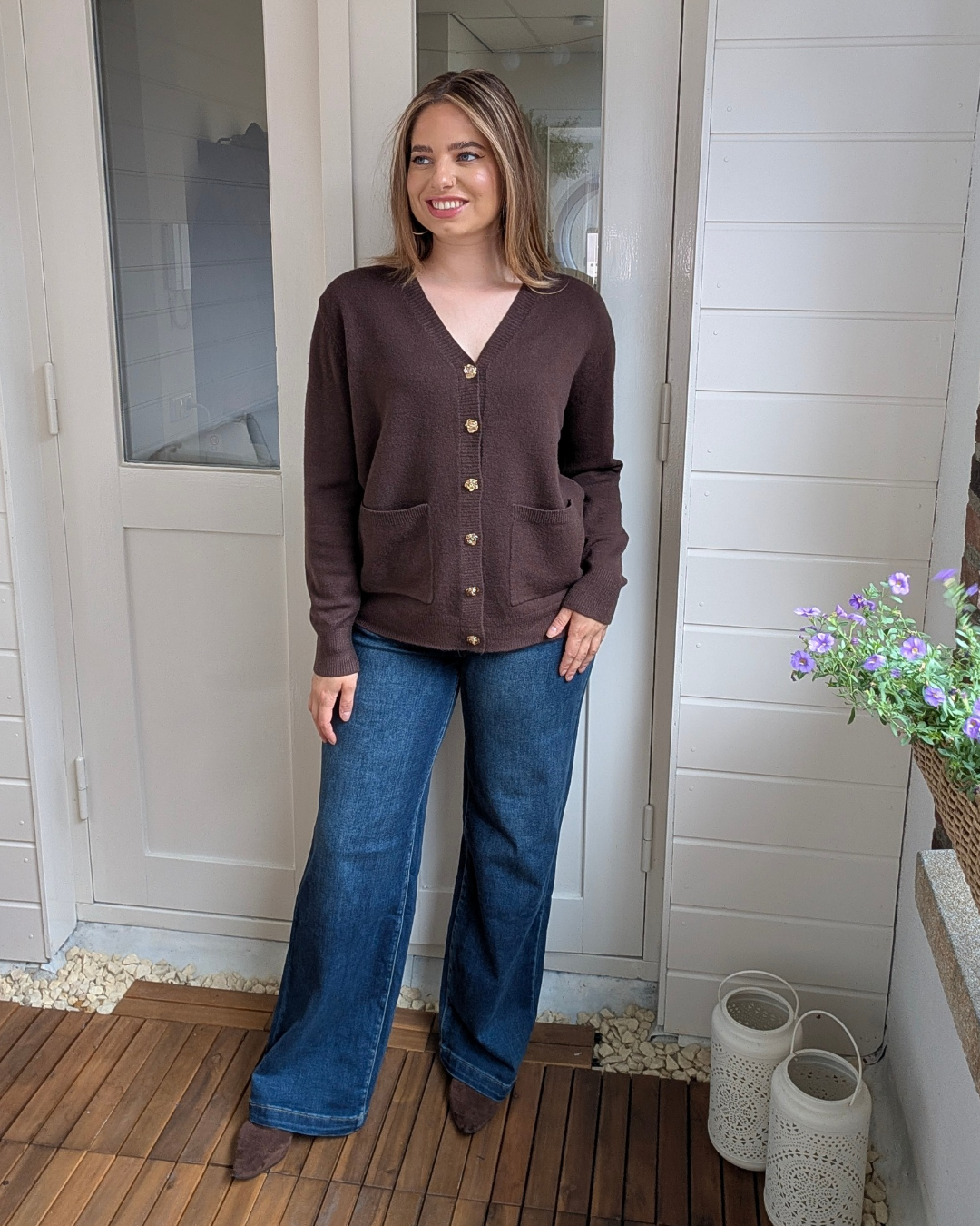 Rose cardigan - Bruin