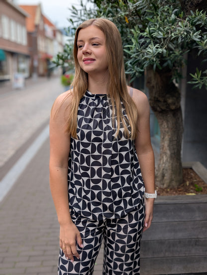 Fay top travel stof - Bruin / creme