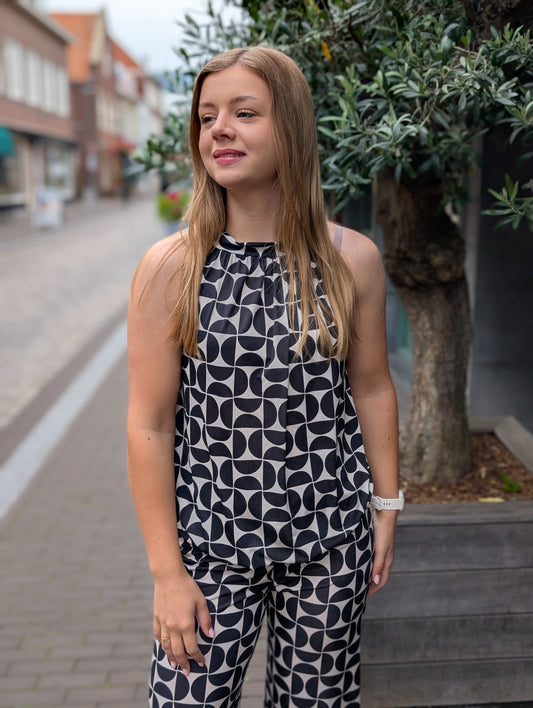 Fay top travel stof - Bruin / creme