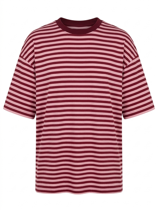 Gestreept shirt Isa - Bordeauxrood/Roze