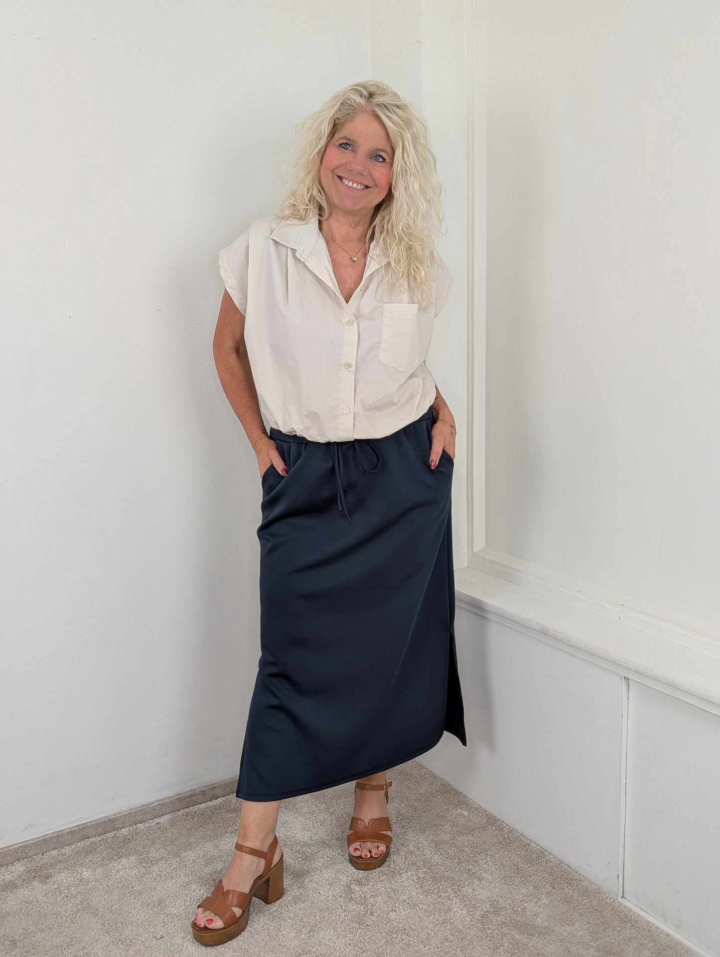 Jersey mid jog rok - Donkerblauw
