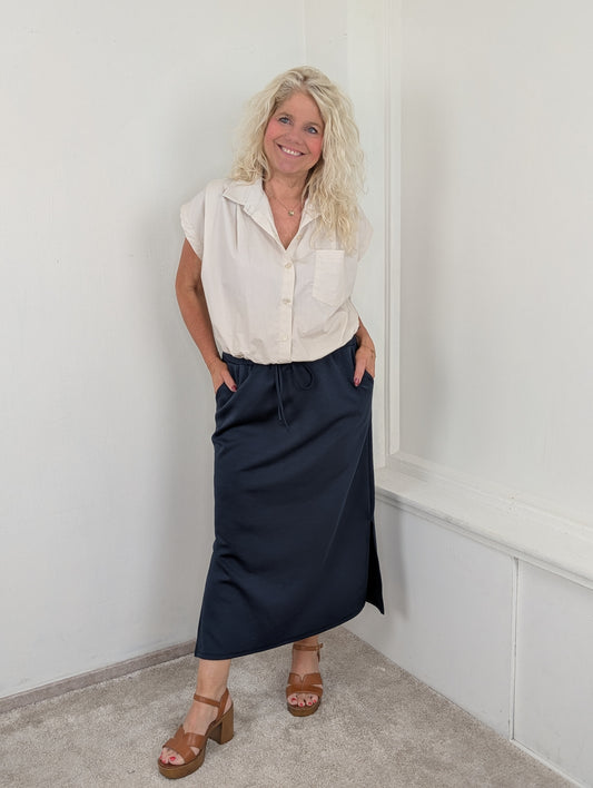 Jersey mid jog rok - Donkerblauw