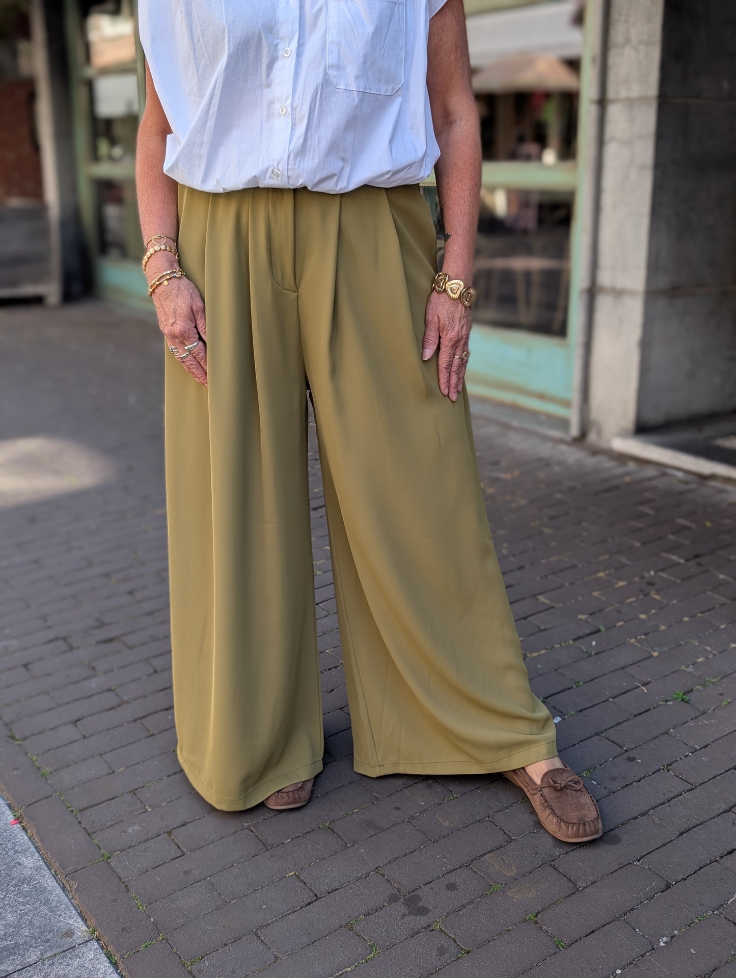 Pallazo broek Yvet - Pistache