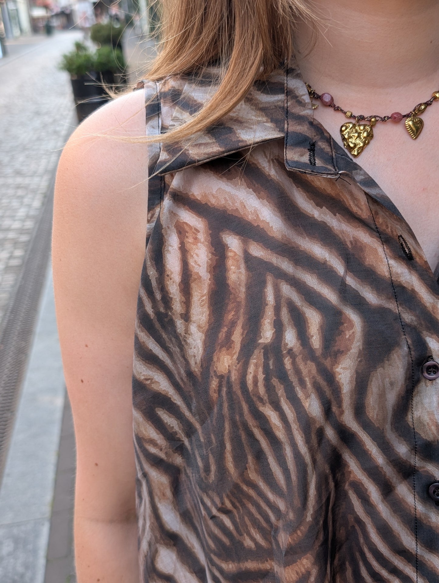 Oversized animal blouse - Bruin/Zwart