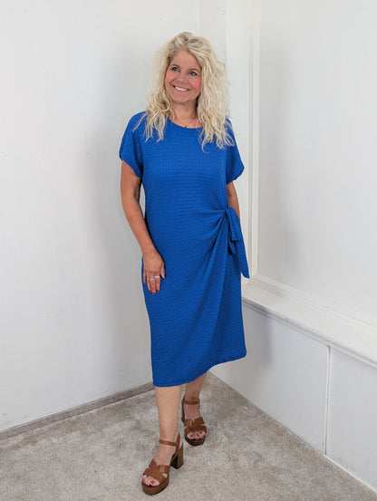 Capri knot crincle dress - Kobaltblauw