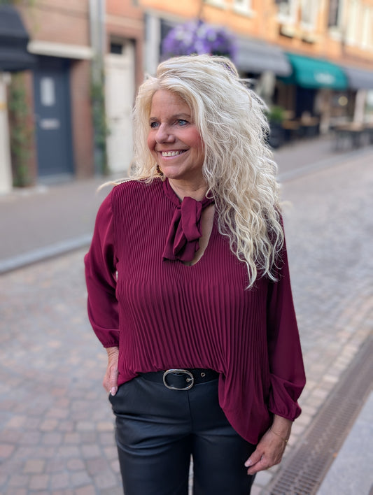 Plisse blouse Amanda - Bordeaux rood