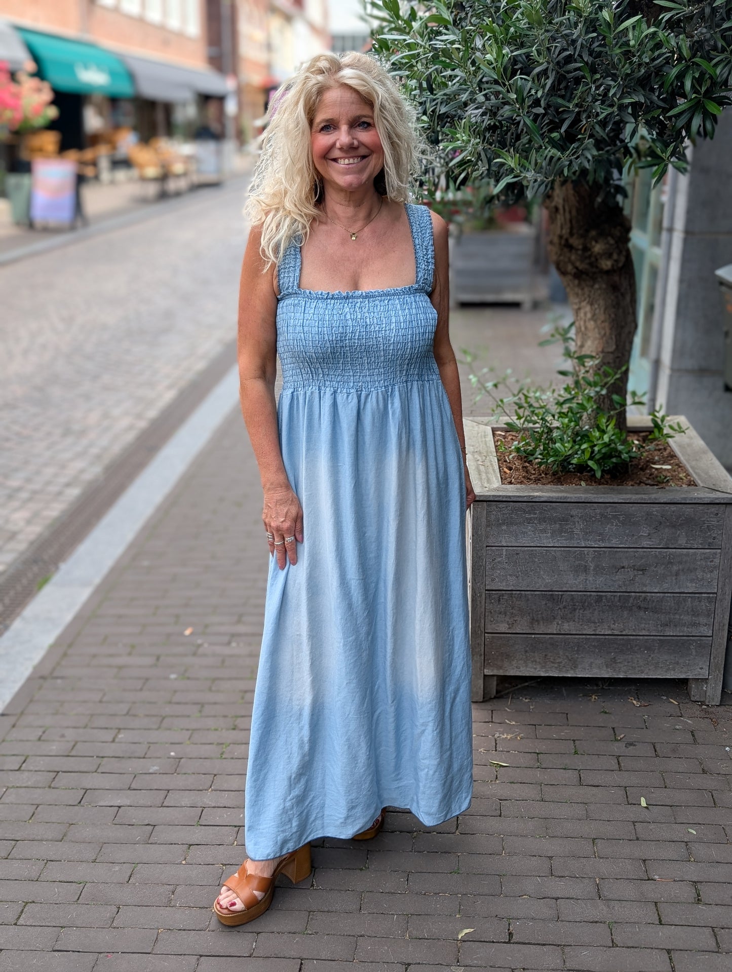 Jeans look boho jurk - Light denim